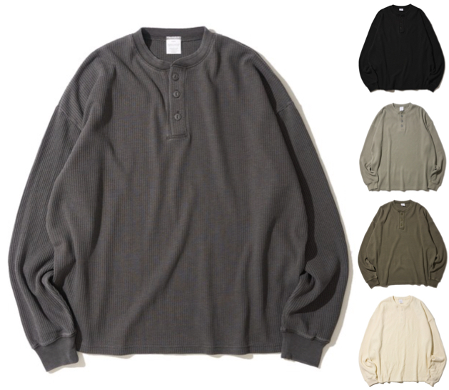 ADPOSION（アドポーション）チャコールグレーのヘンリーネックトップス