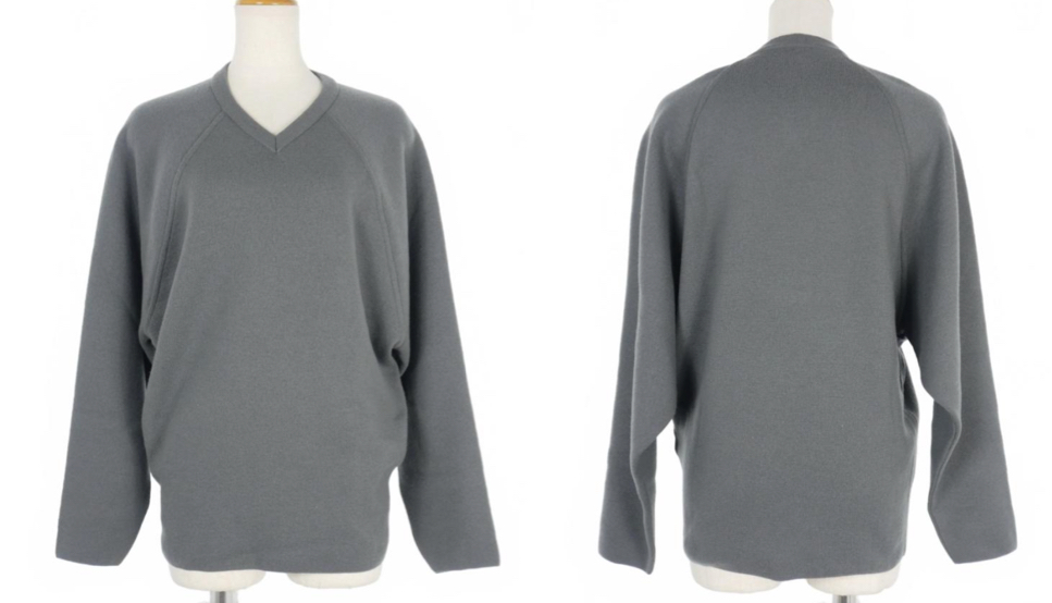 Stella McCartneyチャコールグレーのラグラン Vネックニット セーター