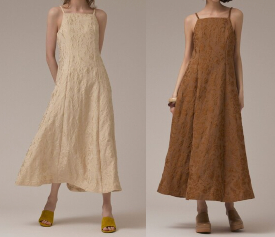 GRACE CONTINENTAL（グレースコンチネンタル）ベージュのリーフジャガードキャミワンピース