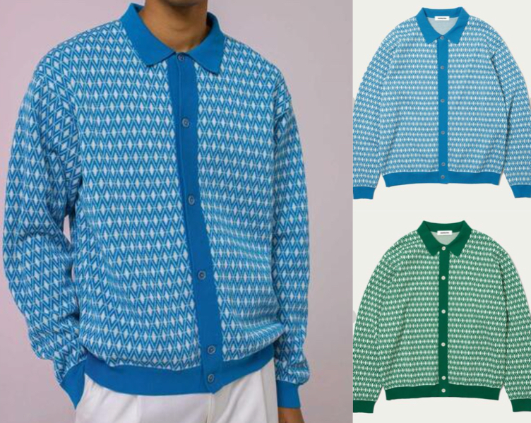 MONKEY TIME（モンキータイム）ブルーのジャガードカーディガン