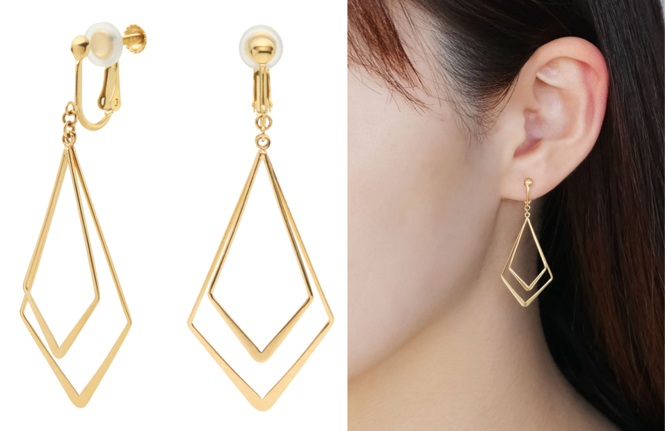 VENDOME AOYAMA(ヴァンドーム青山)ゴールドのひし形イヤリング