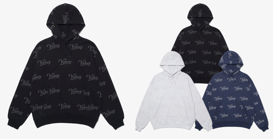 KEBOZ（ケボズ）ネイビーの総ロゴパーカー