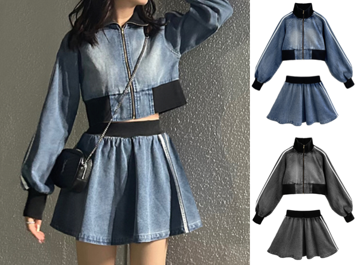 GRL（グレイル）ブルーのデニムセットアップワンピース