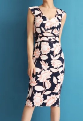 rinfarreネイビーxピンクのフラワードレス