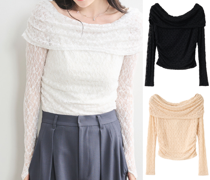 COCO DEAL（ココディール）ホワイトのレースオフショルトップス