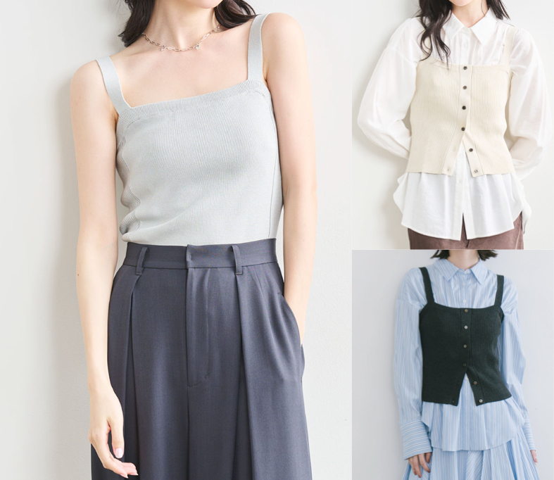 COCO DEAL（ココディール）ライトグレーのニットタンクトップ