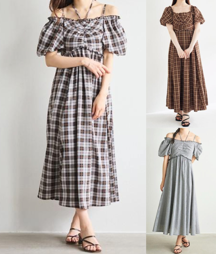 LILLIAN CARAT（リリアンカラット）グレーのチェック柄ワンピース