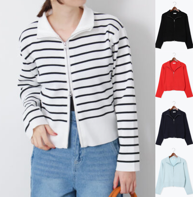 Te chichi TERRASSE（テチチ テラス）ホワイトのボーダーカーディガン