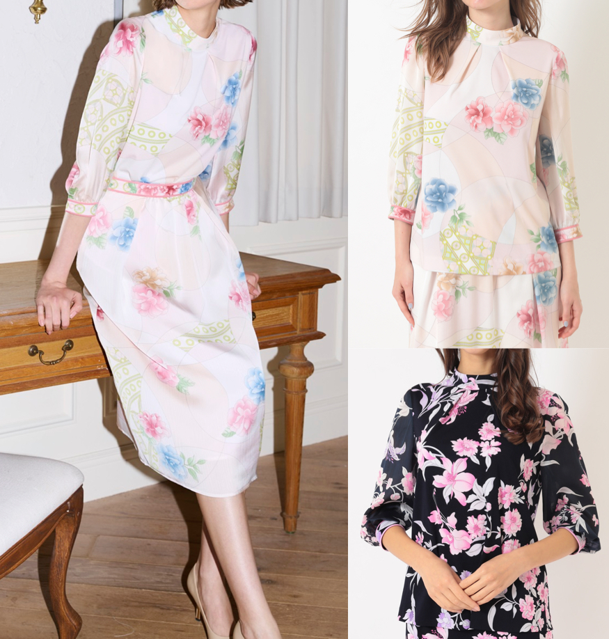 LEONARD（レオナール）ピンクの花柄ブラウス