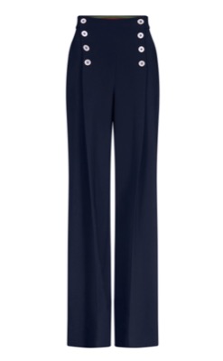 LEONARDPARIS（レオナールパリ）ネイビーのハイウエストパンツ