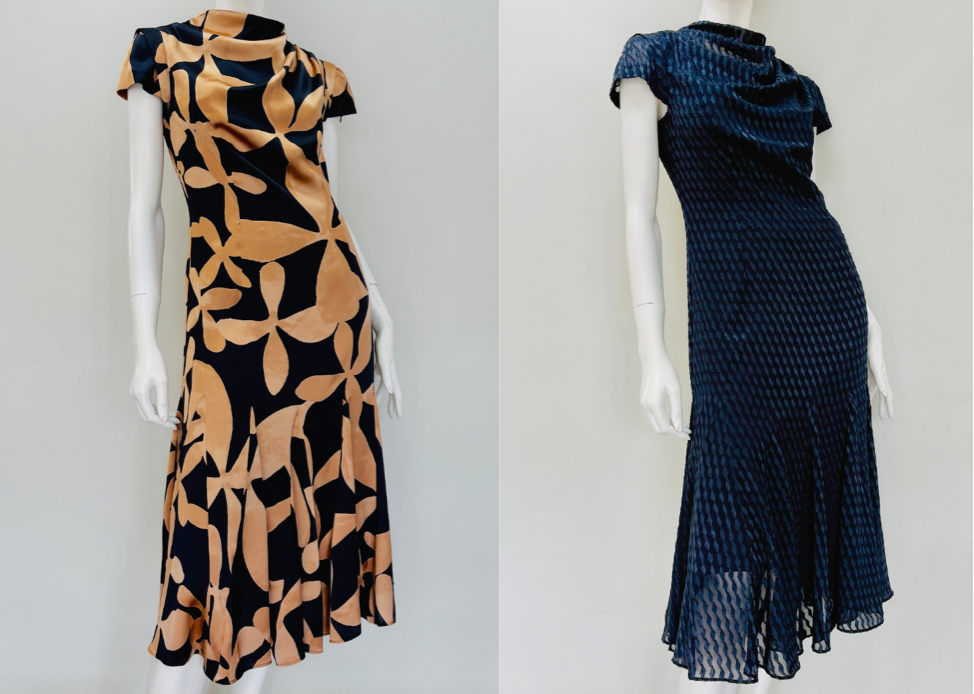 VELLA（ベラ）ネイビーxブラウンのドレス