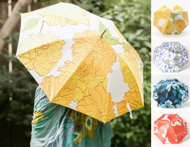 ホワイトxオレンジの花柄傘