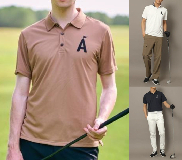 ADABAT STREAMベージュのポロシャツ
