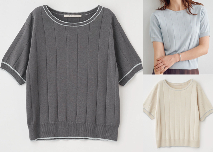 Stola.（ストラ）グレーの半袖ニット