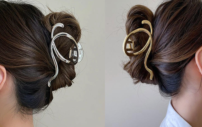 plusnaoシルバーのバレッタ