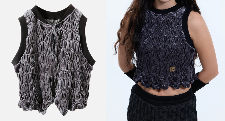 ANT-AID（アントエイド）グレーのベロアベスト