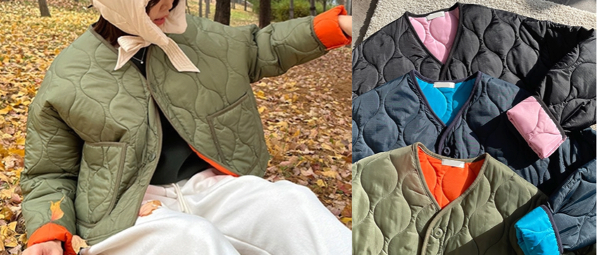 the clip（ザクリップ）カーキのキルトデザインジャケット