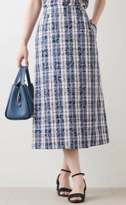 NEWYORKER WOMEN(ニューヨーカー)ネイビーのペイズリー&チェック柄スカート