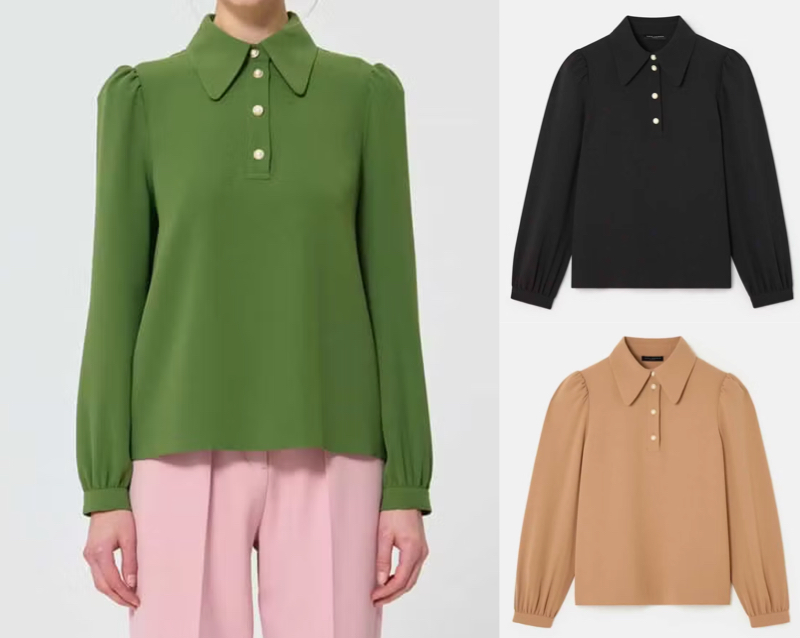 TARA JARMON（タラ ジャーモン）グリーンのクレープブラウス