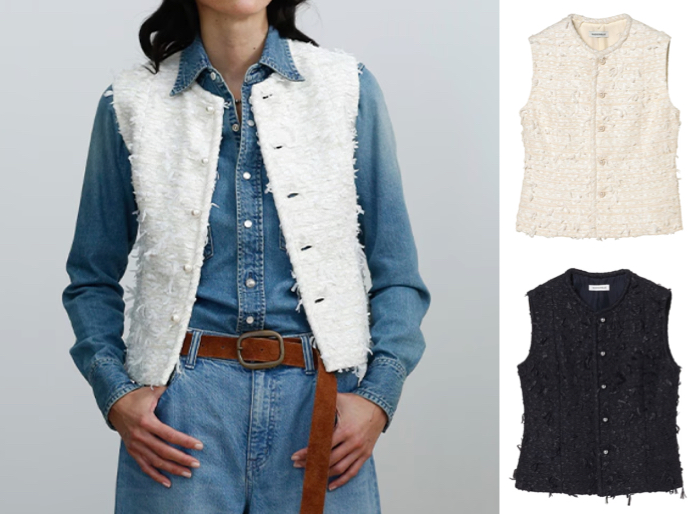 MADISONBLUE（マディソンブルー）ホワイトのツイードベスト