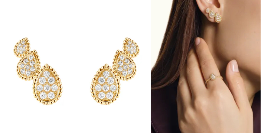 BOUCHERON（ブシュロン）ゴールドの3モチーフスタッズイヤリング