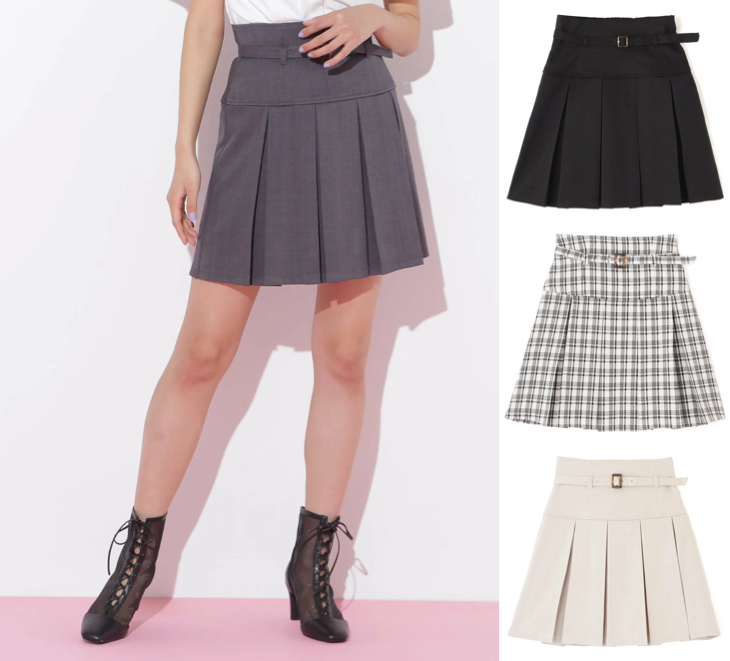 JILL by JILL STUART（ジルバイジルスチュアート）グレーのハイウエストプリーツスカート