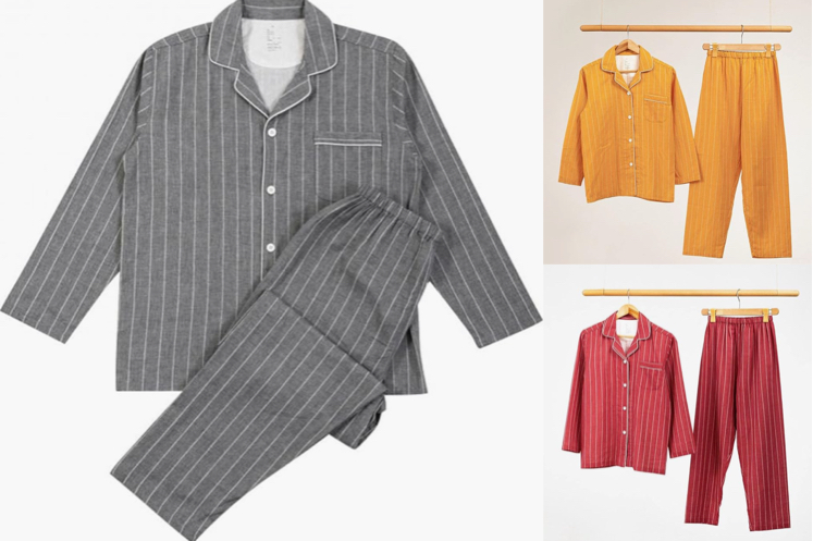 Aculldo（アカルド）グレーのストライプ柄パジャマ