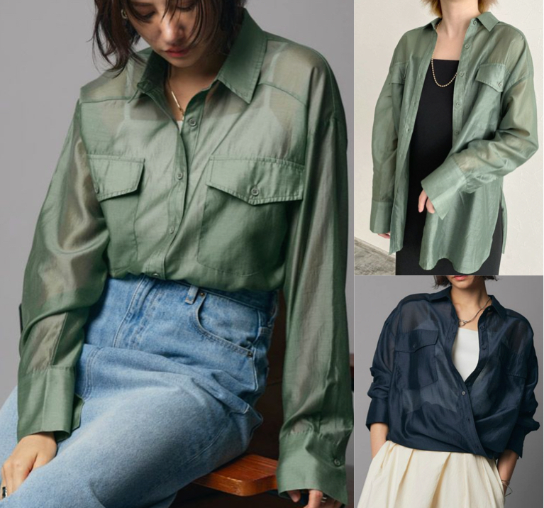 RASWグリーンのシアーシャツ