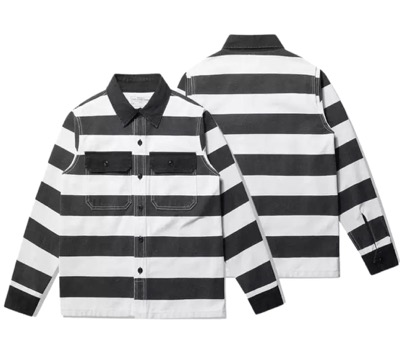 ホワイトxブラックのボーダージャケット