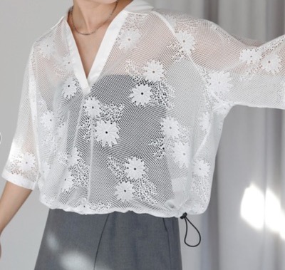 SOTT（ソット）ホワイトの花柄メッシュトップス