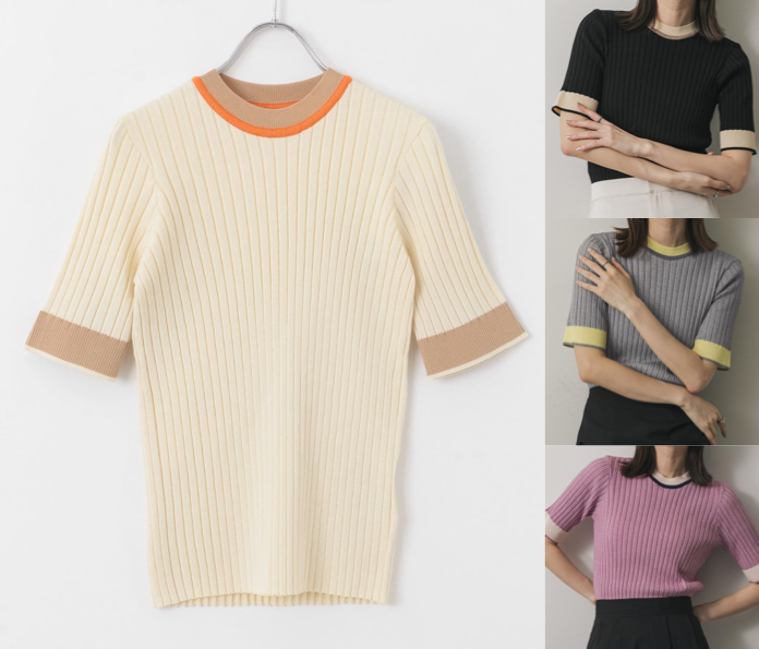 SENSE OF PLACE（センスオブプレース）アイボリーの半袖ニット