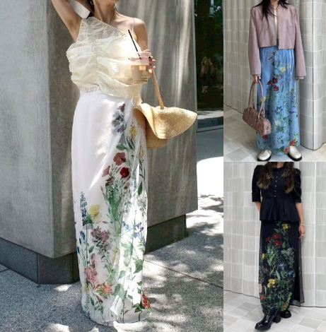 Ameri（アメリ）ホワイトのフラワー柄スカート