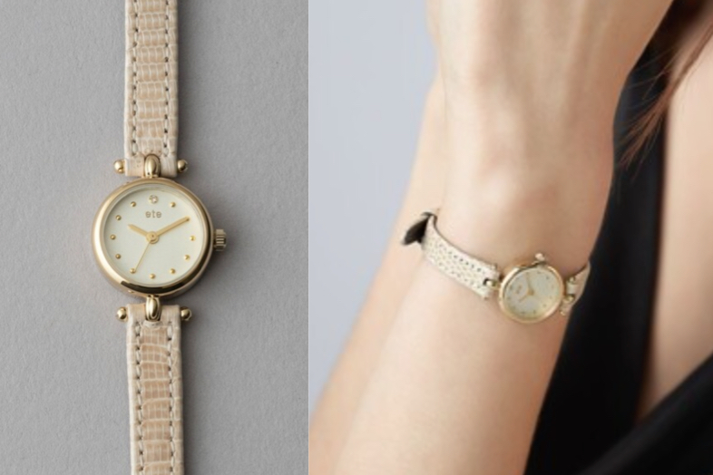 ete（エテ）ゴールドxベージュの腕時計
