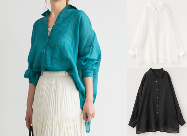 LOUNIE（ルーニィー）グリーンのシアーシャツ