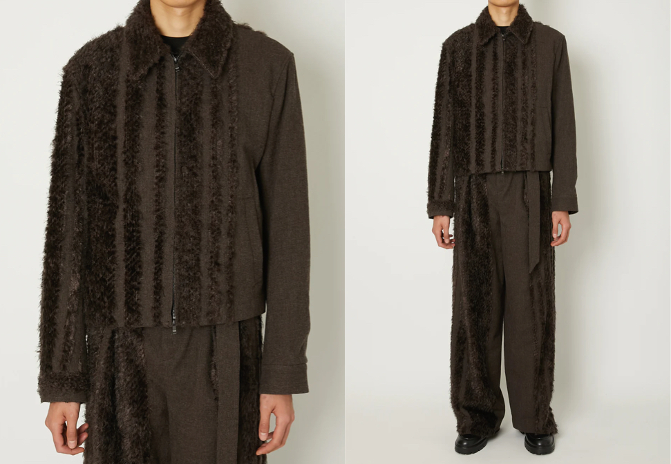 TAAKK（ターク）ブラウンのツイードジップブルゾン