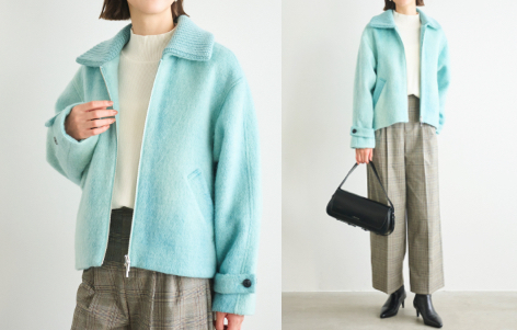 LOUNIE（ルーニィ）ブルーのボアジャケット