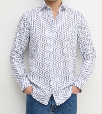 ANSWEAR(アンズウェア)ホワイトxブルーのプリントシャツ