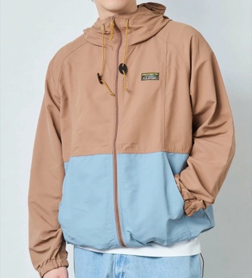L.L.Bean(エルエルビーン)ライトブラウンxライトブルーのフーディージャケット