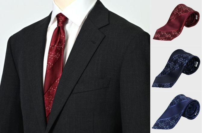 SEIWA(セイワ)ボルドーのジオメストライプネクタイ