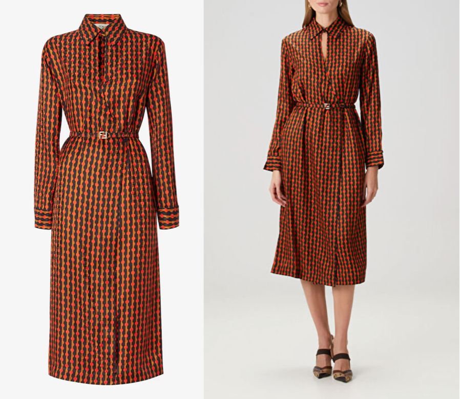 FENDIオレンジ×ブラックのワンピース