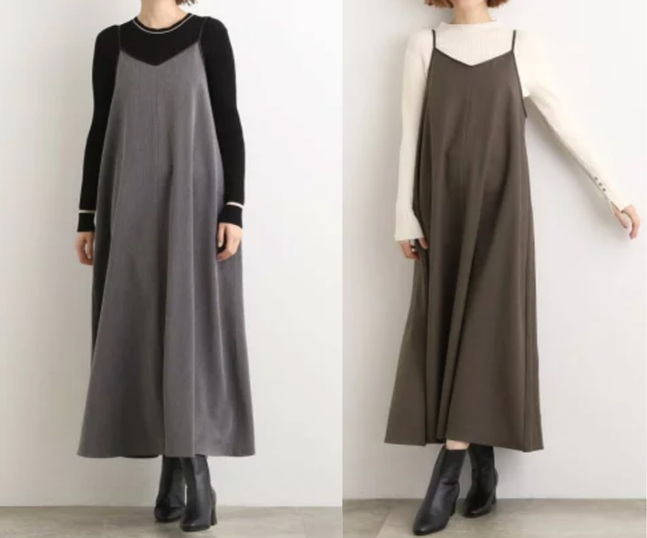 grove（グローブ）グレーのへリンボンキャミワンピース