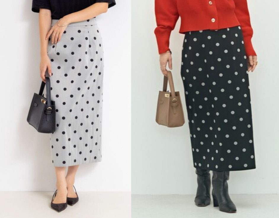 NOLLEY'S（ノーリーズ）グレーのドット柄タイトスカート