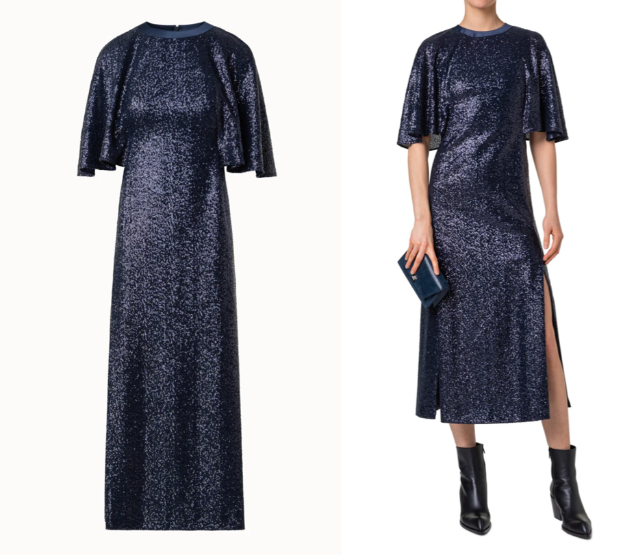 AKRIS(アクリス)ネイビーのスパンコールドレス