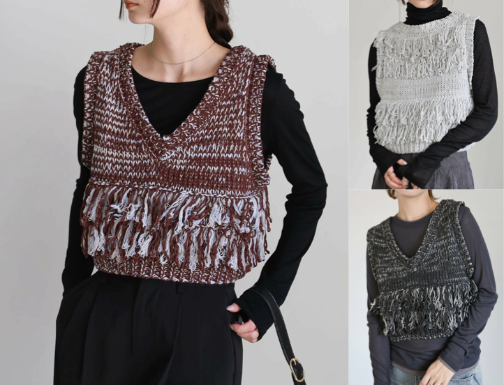 selectshopmocaボルドーのフリンジベスト