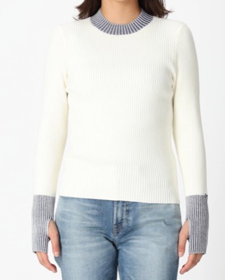 DENHAM(デンハム)ホワイトxグレーのバイカラーニット