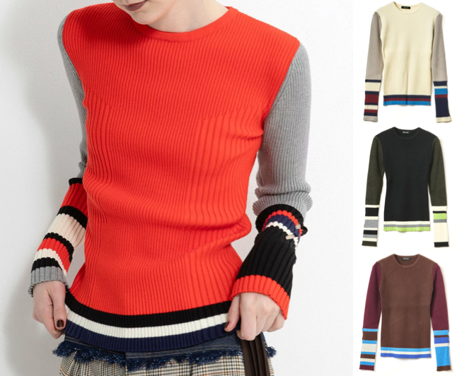 AULA AILA(アウラアイラ)オレンジのボーダー袖ニット