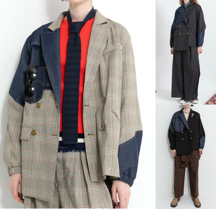 AULA AILAグレーの配色ジャケット