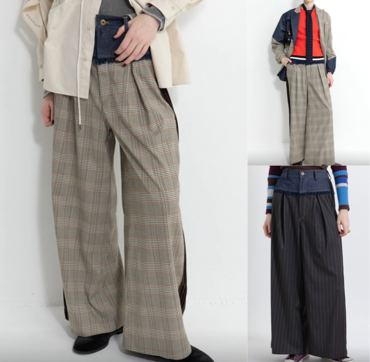AULA AILA(アウラアイラ)チェックのワイドパンツ