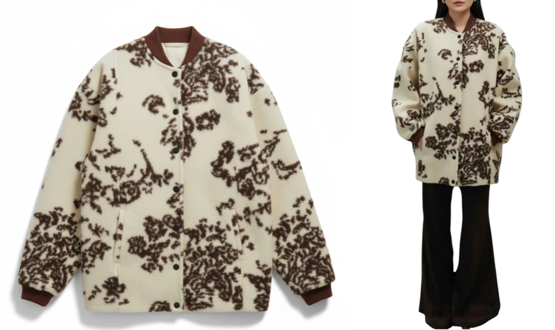 BOUTIQUE HANAYAホワイトのフラワー柄ブルゾン