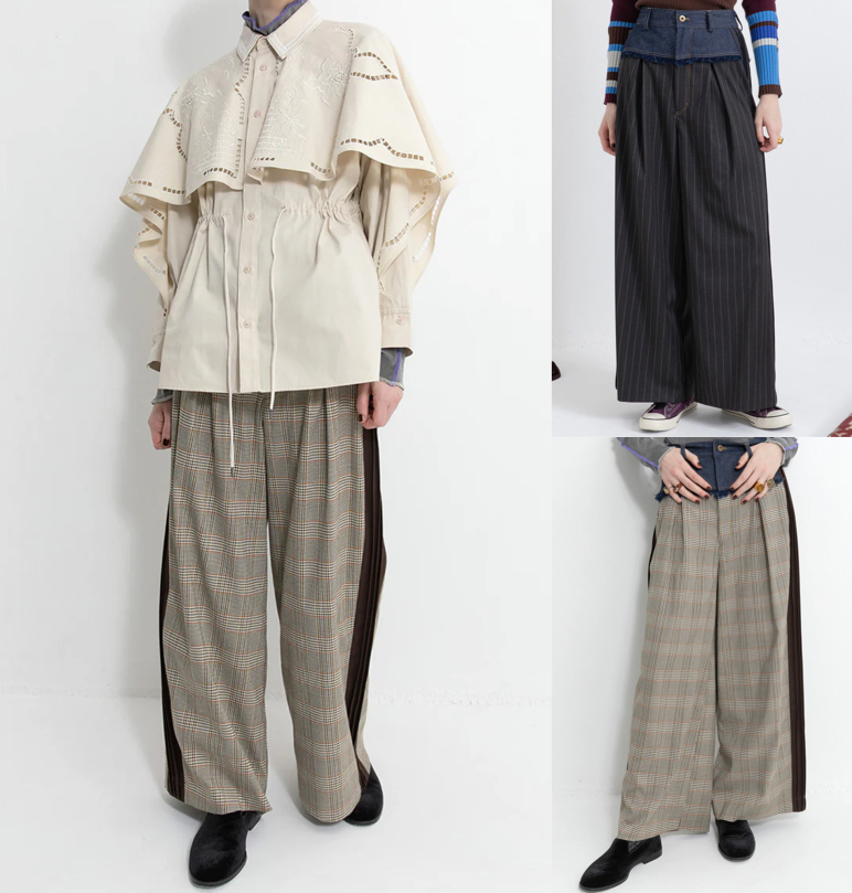 AULA AILA(アウラアイラ)ベージュのチェック柄パンツ